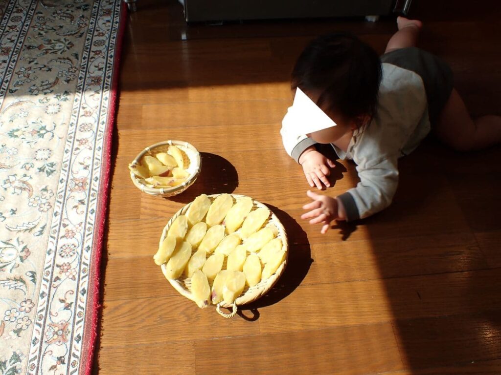 干し芋を狙う生後8ヵ7